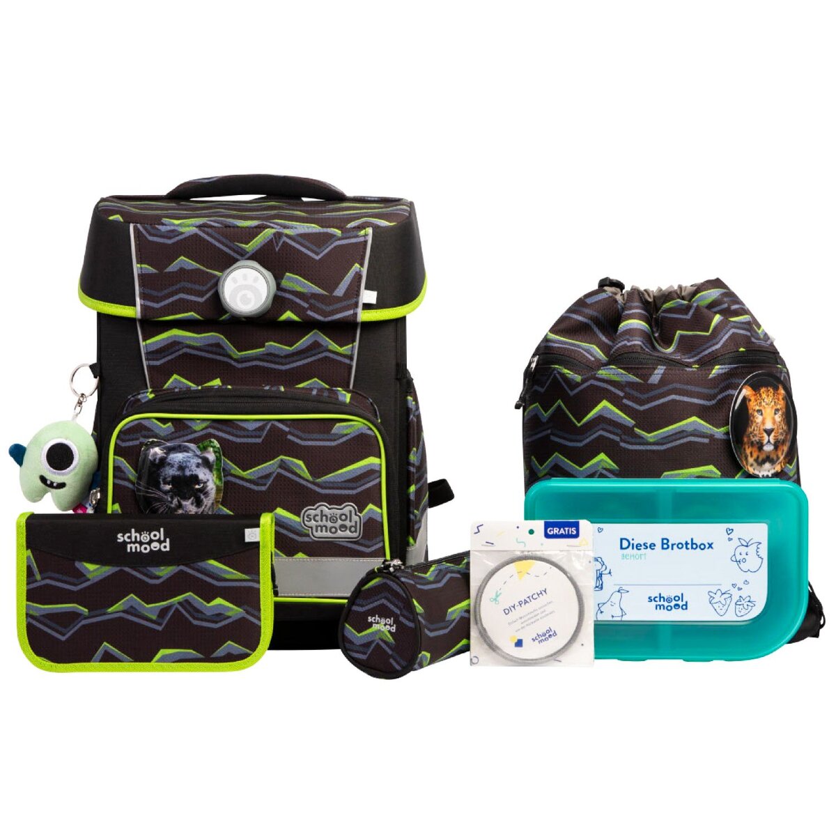 School-Mood Champion Pro Finn (Raubkatze), 7-tlg. Schulranzenset