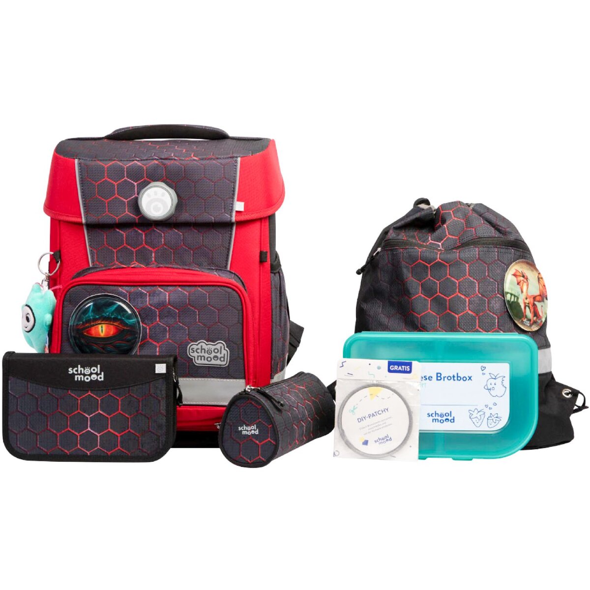 School-Mood Champion Pro Mika (Drache), 7-tlg. Schulranzenset
