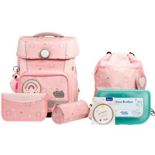 School-Mood Schulranzenset Champion Pro Rainbow, 7-teilig rosa 21,5 Liter