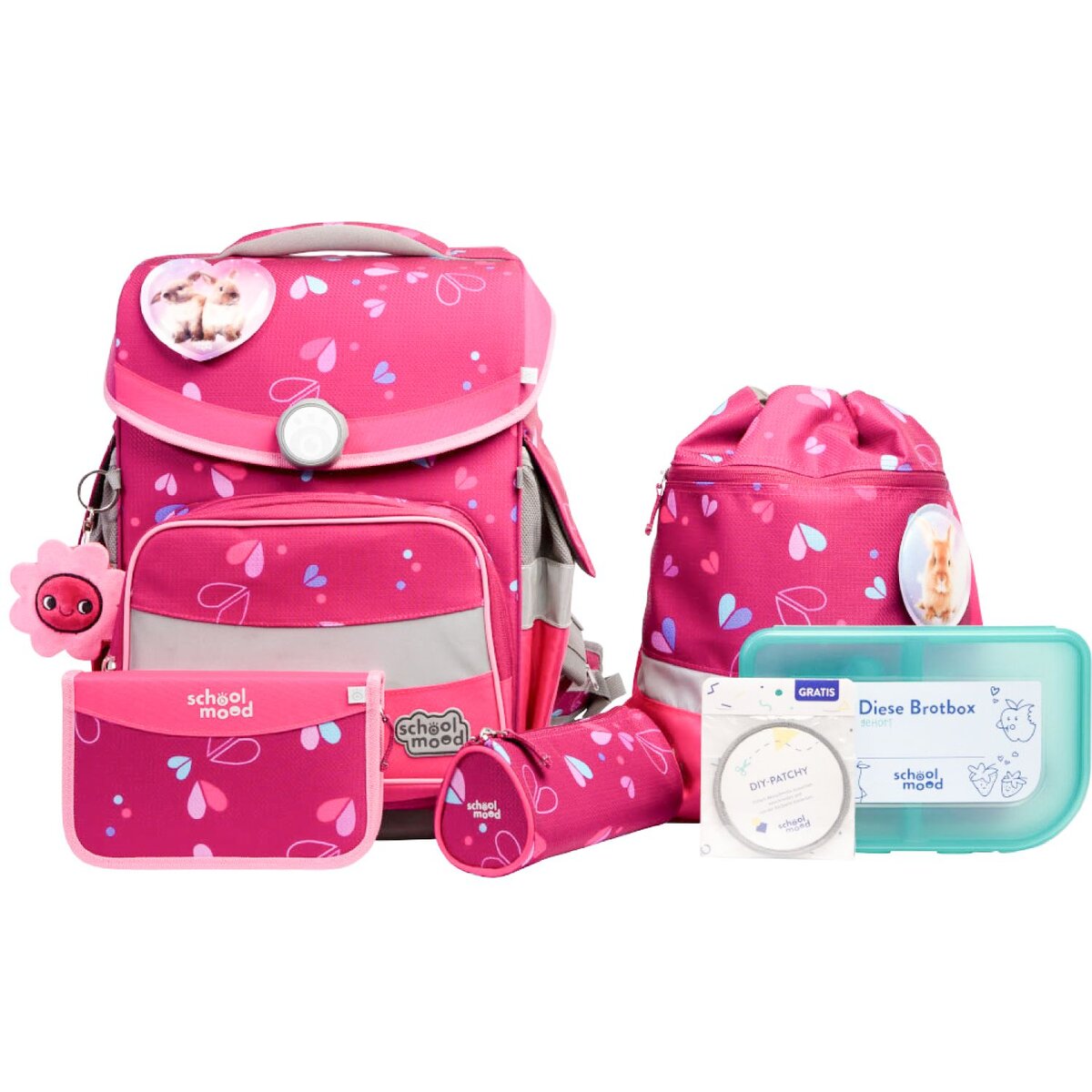 School-Mood Timeless Pro Klara (Häschen), 7-tlg. Schulranzenset