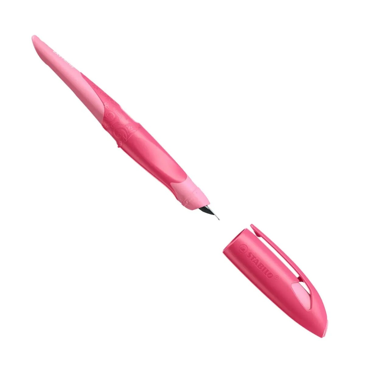 Schulfüller ergonomisch für Linkshänder mit Anfänger-Feder A - STABILO EASYbirdy 3D Wildlife Special Edition in rosa - inklusive Patrone