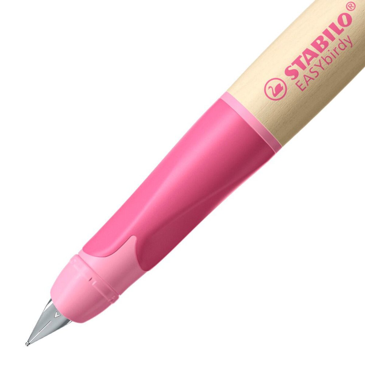 Schulfüller ergonomisch für Rechtshänder mit Anfänger-Feder A - STABILO EASYbirdy Timber in pink- inkl. Patrone