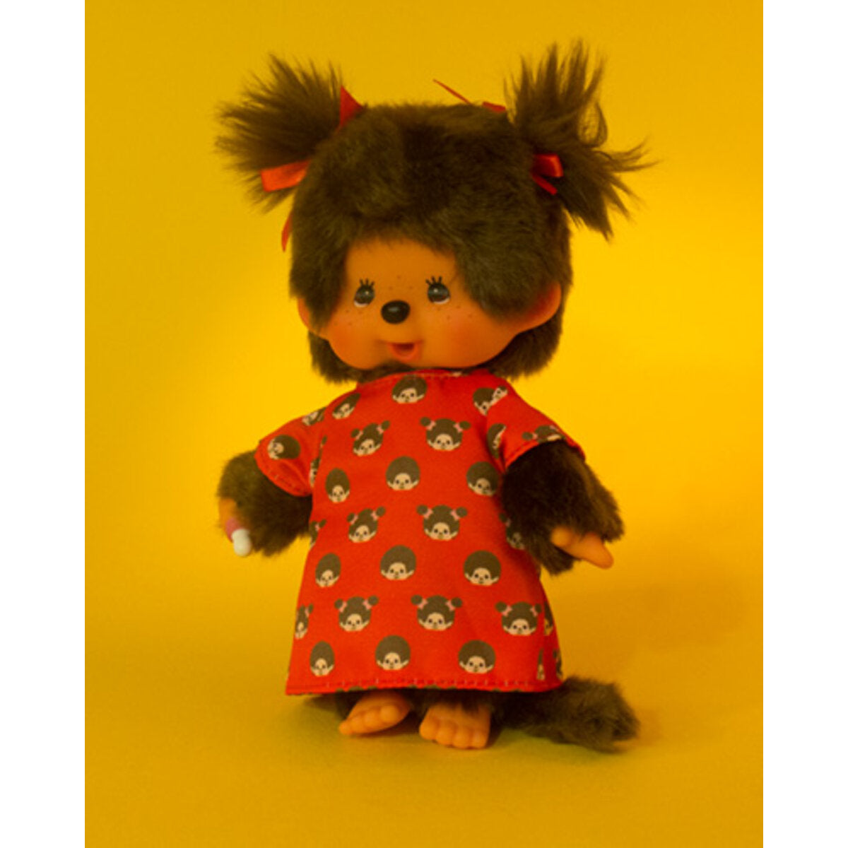 Sekiguchi Monchhichi Mädchen im roten Monchi-Kleid, 18 cm