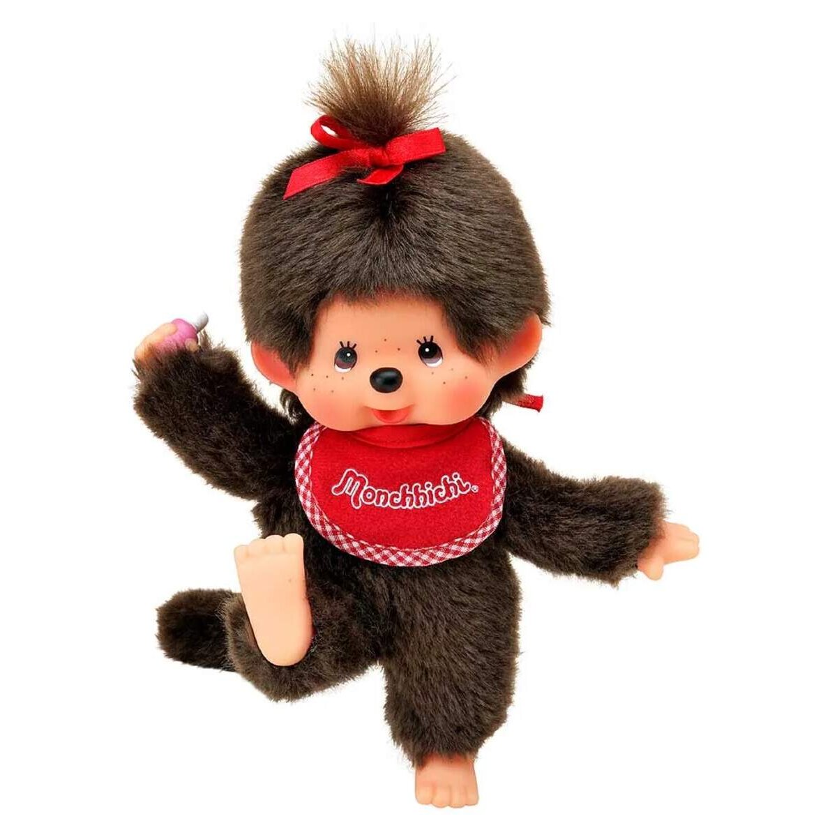 Sekiguchi Monchhichi Mädchen mit Lätzchen rot, 20 cm