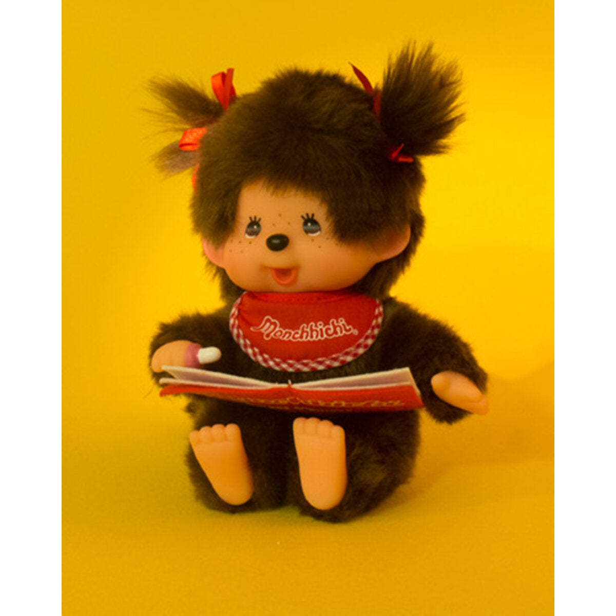 Sekiguchi Monchhichi Mädchen sitzend mit Buch lesend , 15 cm