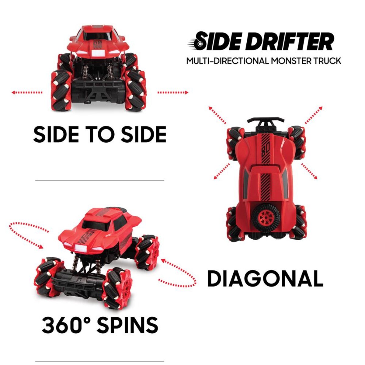 Sharper Image RC Monstertruck Side Drifter Rot mit Licht