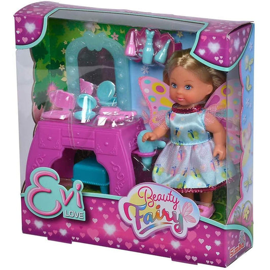 Simba Evi Love Beauty Fairy / Puppe als Fee mit Schminktisch und Stuhl sowie Zubehör, 12 cm