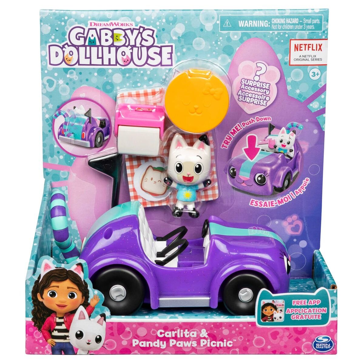 Spin Master Gabby's Dollhouse Carlita Auto mit Pandy Paws-Sammelfigur