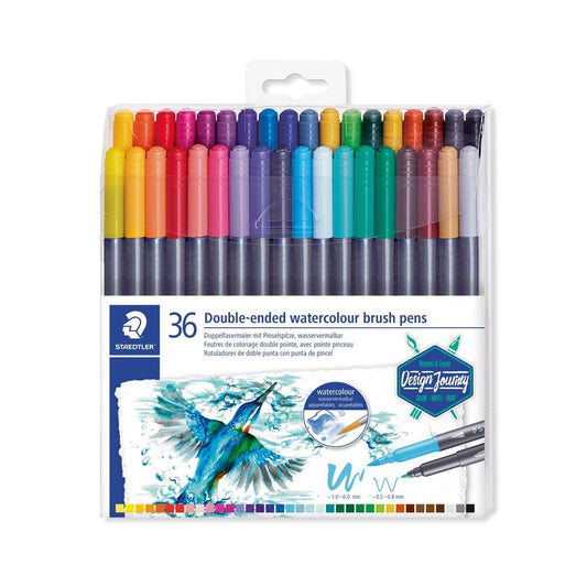 STAEDTLER® Doppelfasermaler mit Pinselspitze, wasservermalbar, 18 Stück