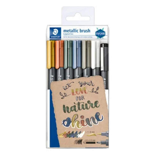 STAEDTLER® Metallic & white brush 6 ST & 1 pigment liner