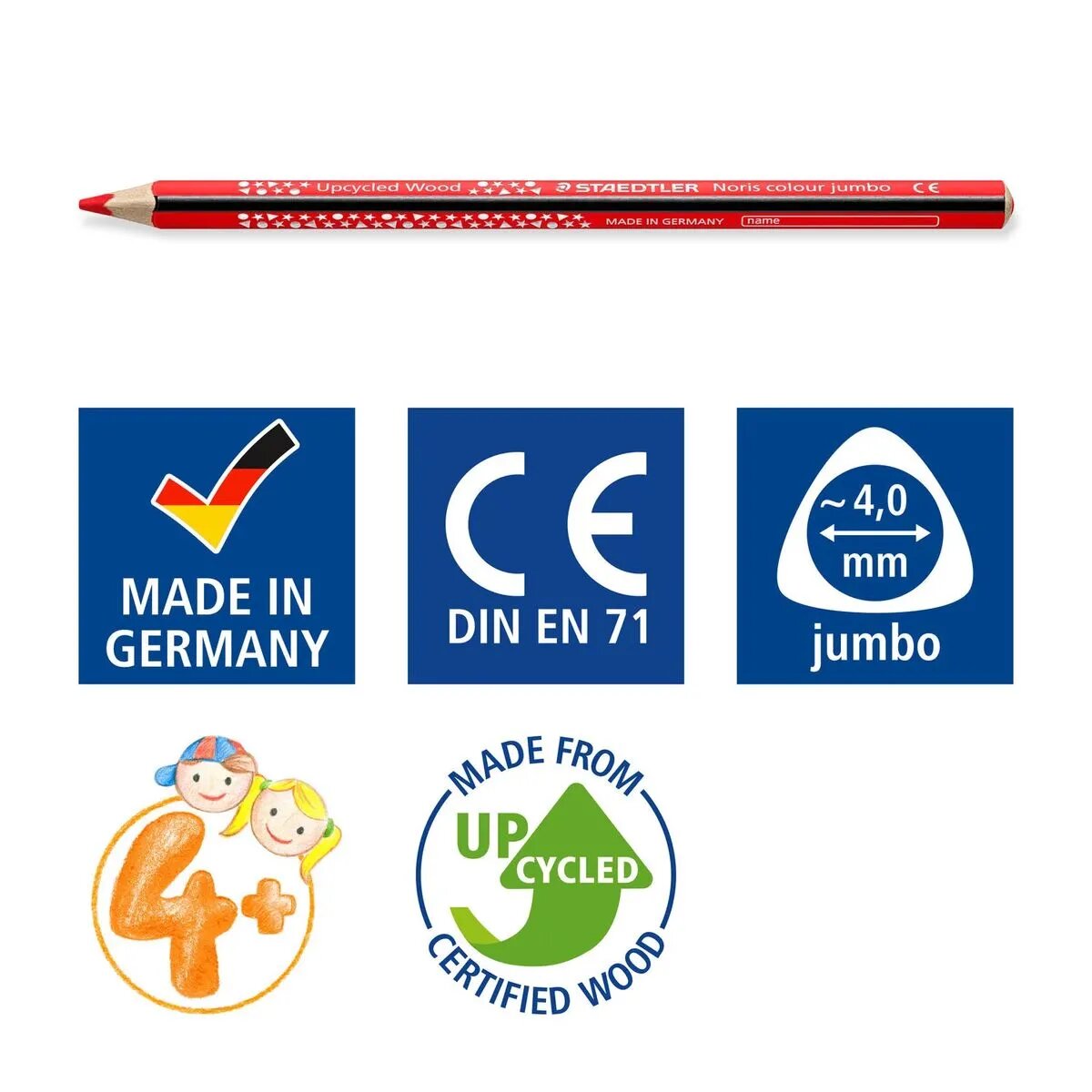 STAEDTLER® Noris® colour jumbo 188 Kartonetui mit 12 Buntstiften in sortierten Farben