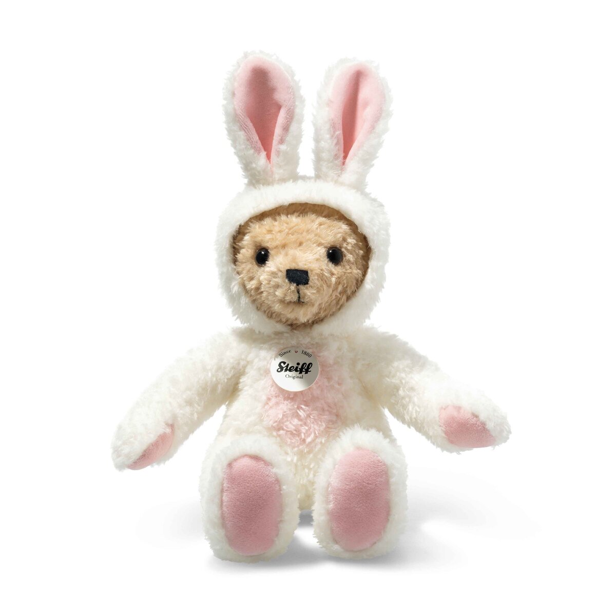 Steiff Hoodie-Teddybär Hase weiß, 27 cm