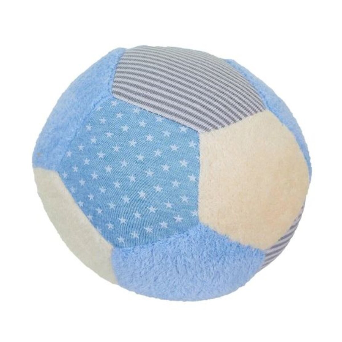Sterntaler Ball aus Stoff in Bleu/ecru, 11 cm groß mit Rassel