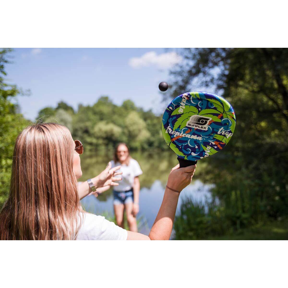 Sunflex Beachball Set Tropical Wave mit 2 Schläger und 2 Bällen