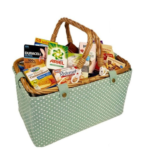 Tanner Vintage-Einkaufskorb Mint inklusive Kaufladenminiaturen