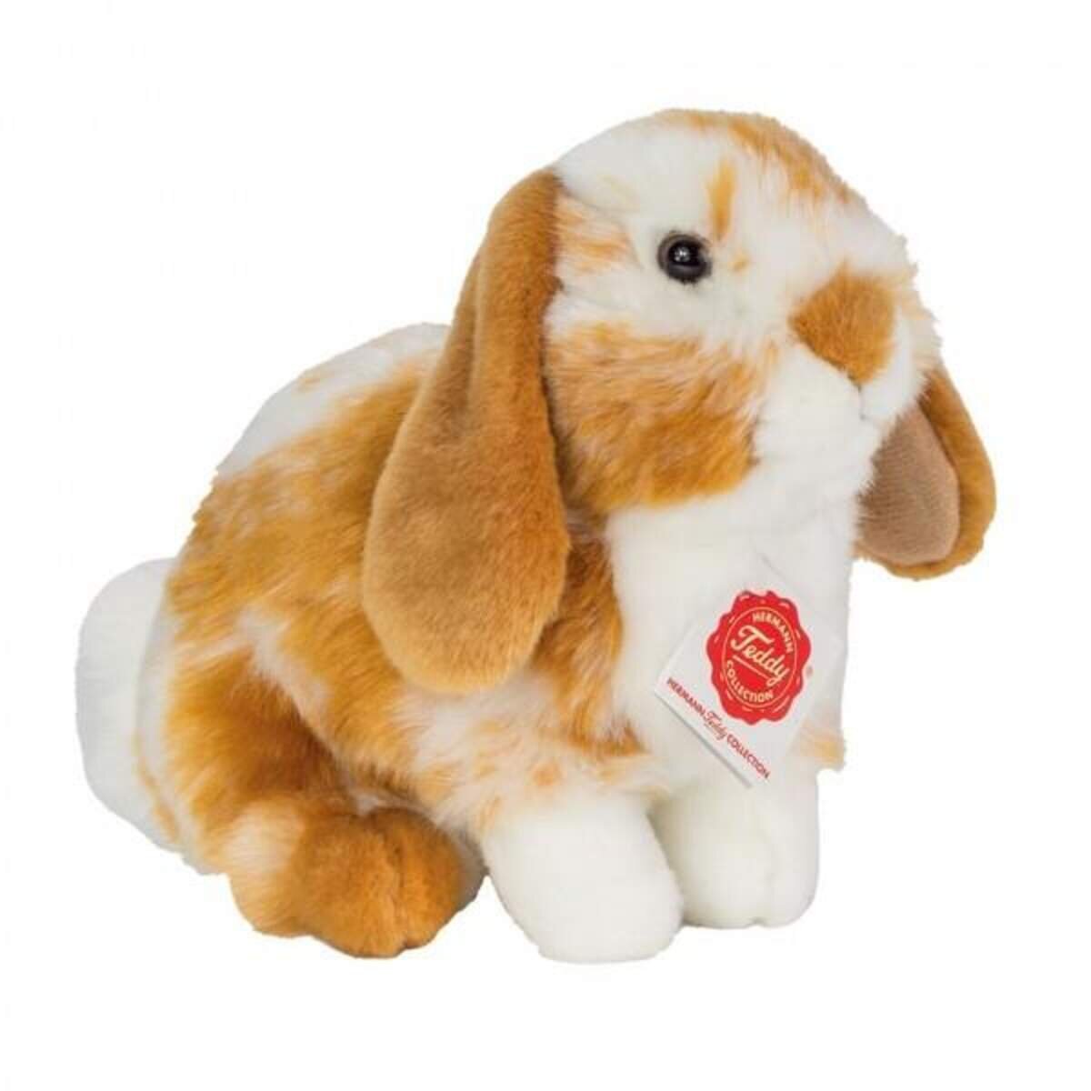 Teddy Hermann Hase sitzend hellbraun/weiß gescheckt 20 cm