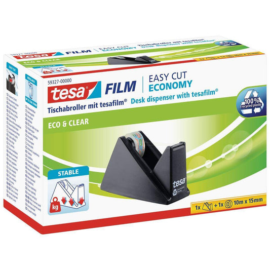 tesa eco&clear Tischabroller easy cut economy inkl. 1 Rolle tesafilm 10mx15mm