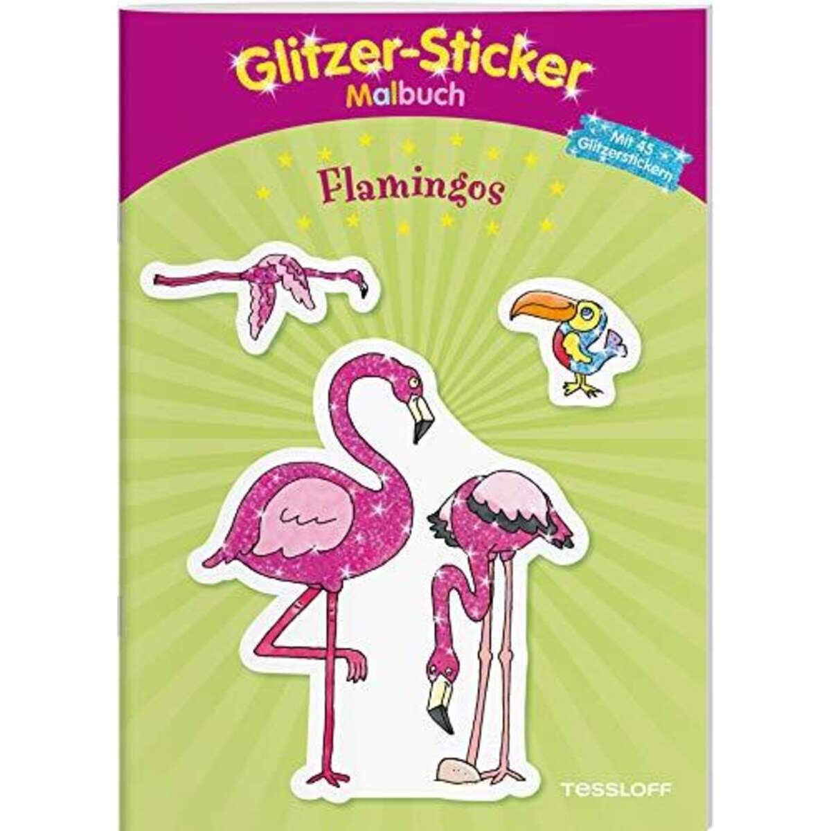 Tessloff Glitzer-Sticker-Malbuch: Flamingos - 45 Glitzersticker