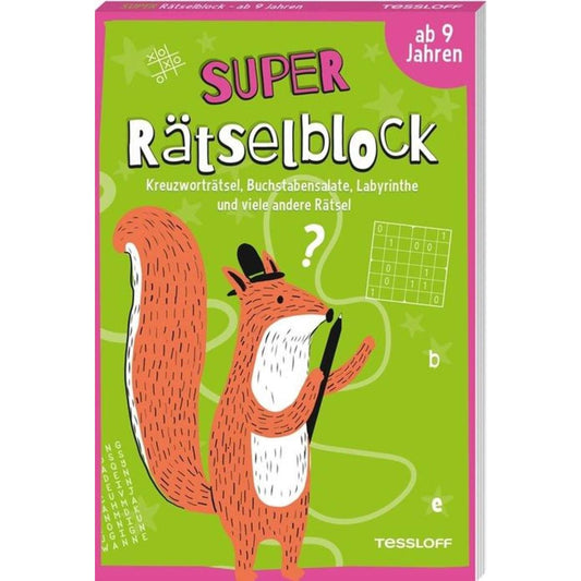 Tessloff Super Rätselblock mit Kreuzworträtseln, Buchstabensalaten, Labyrinthen und co