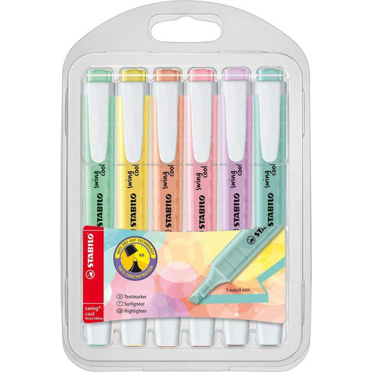 Textmarker - STABILO swing cool Pastel Edition - 6er Pack - 6 Farben