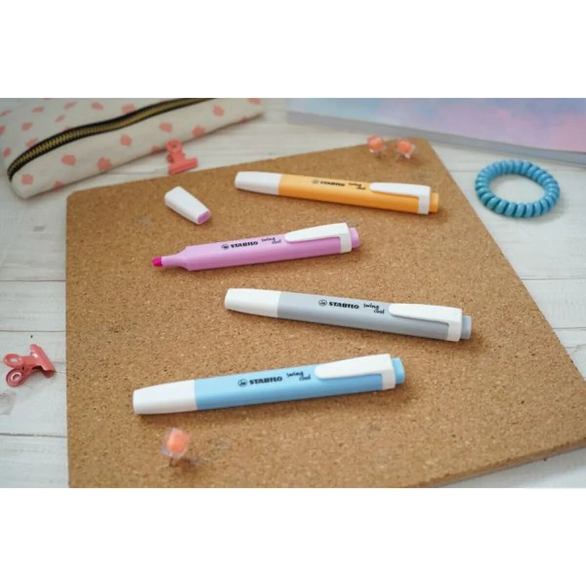 Textmarker STABILO® swing® cool Pastel Etui, sortiert, Etui mit 4 Stiften