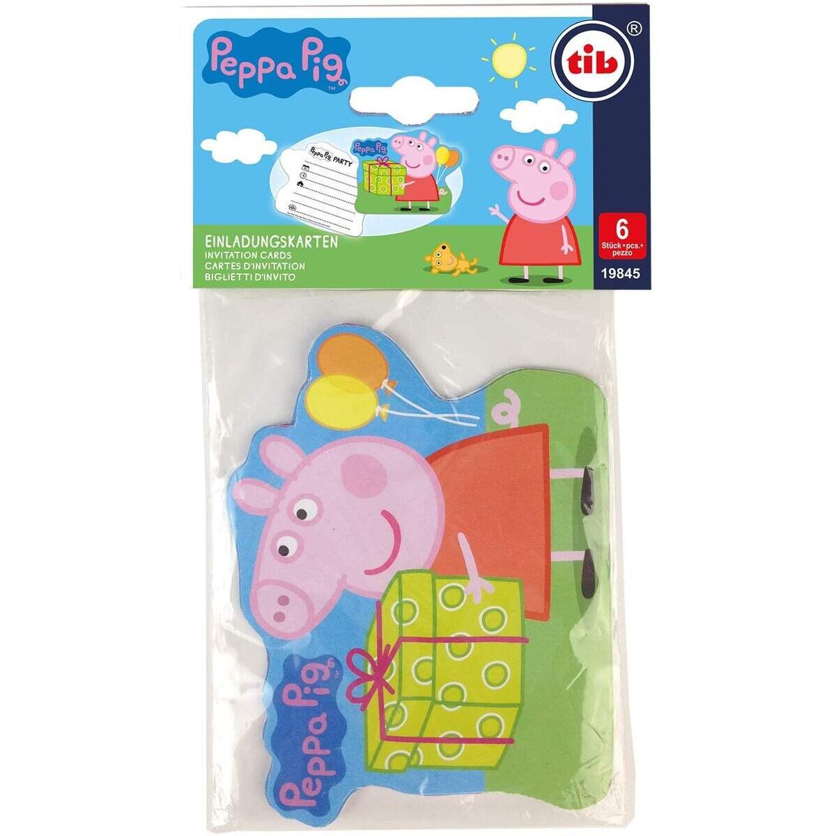 TIB Heyne Peppa Wutz Einladungskarten, 6er Packung