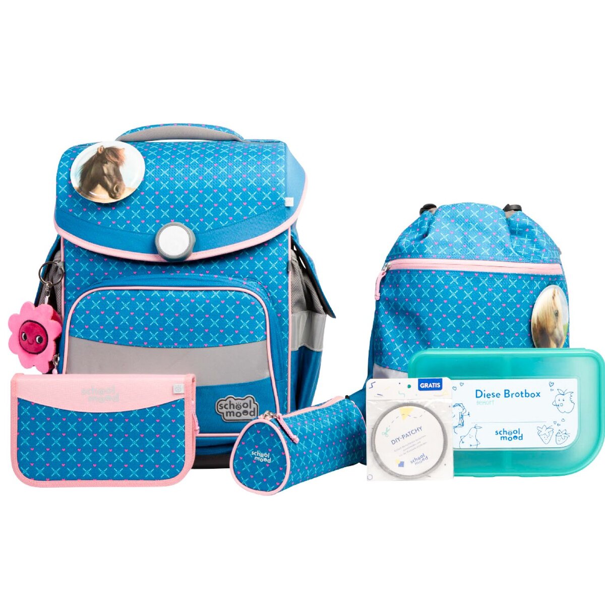 School-Mood Timeless Pro Mila (Pferd), 7-tlg. Schulranzenset