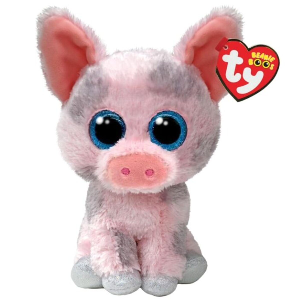 ty Beanie Boos - Hambo das zarte Schwein mit glitzernden blauen Augen, 15 cm