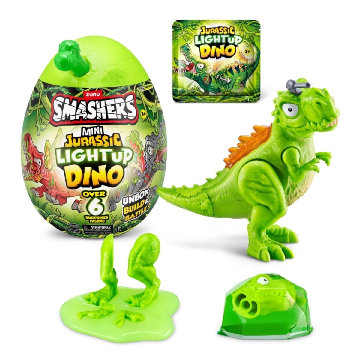 Zuru Smashers Jurassic Light Up Dino Ei Mini, 1 Stück, 3-fach sortiert
