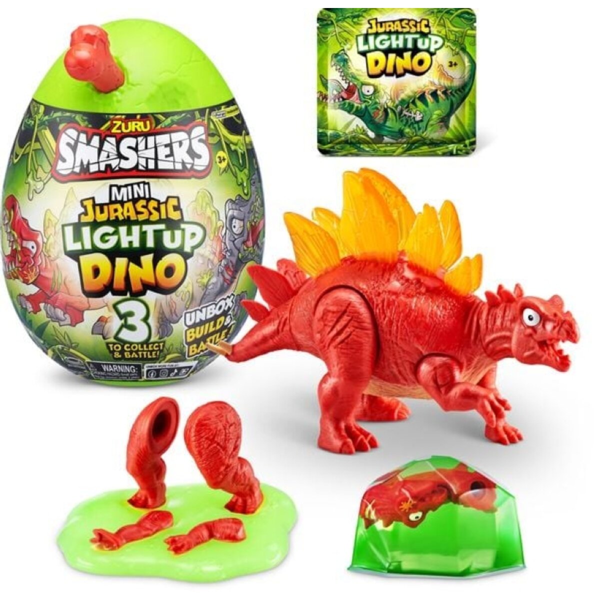 Zuru Smashers Jurassic Light Up Dino Ei Mini, 1 Stück, 3-fach sortiert
