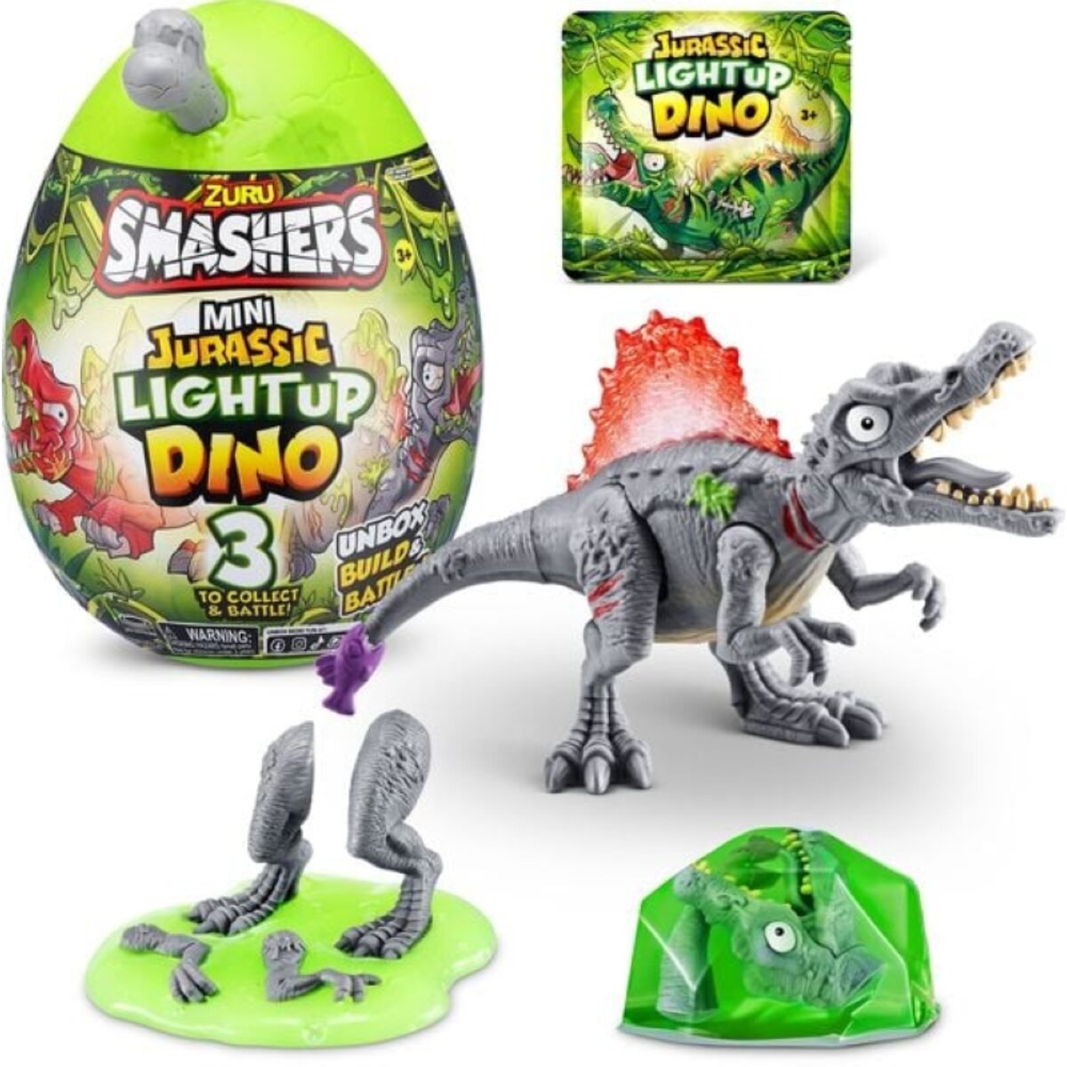 Zuru Smashers Jurassic Light Up Dino Ei Mini, 1 Stück, 3-fach sortiert